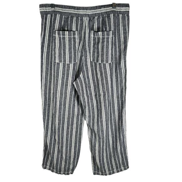 GAP Women's Crop Wide Leg Pants Blue & White Pin StripeSize Large Linen Blend - Picture 2 of 10